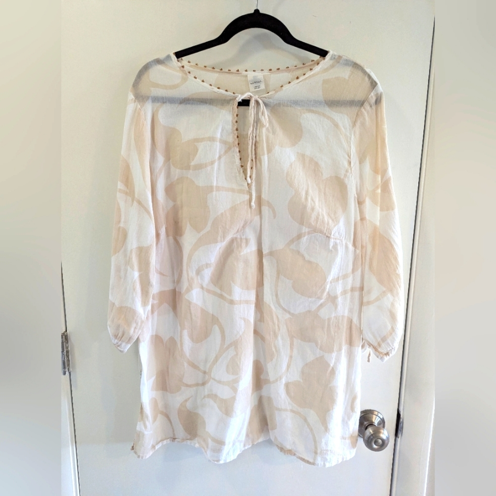 Merona cream & tan bathing suit cover-up, size 16W